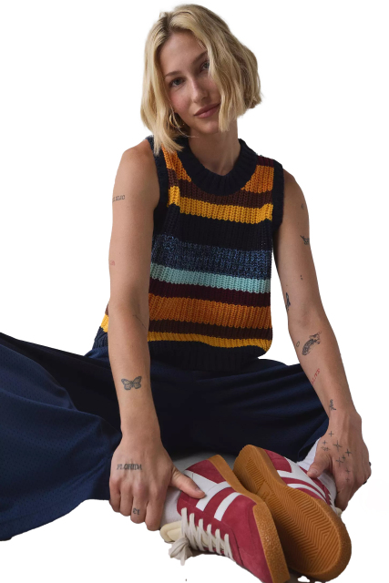 OEM ODM Retro Striped Knitted Sleeveless Tank Top