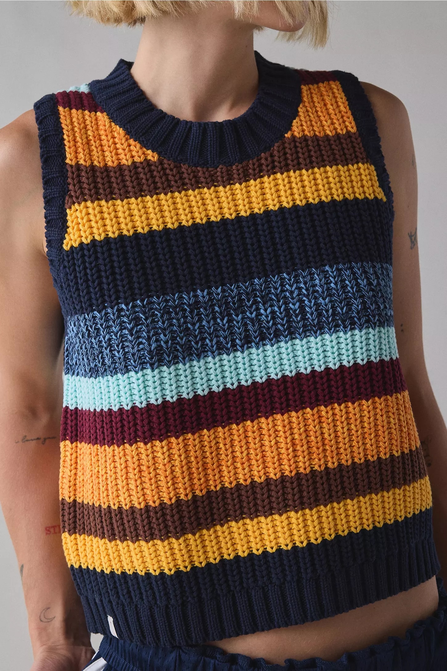 OEM ODM Retro Striped Knitted Sleeveless Tank Top