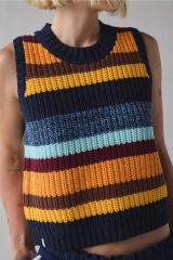 OEM ODM Retro Striped Knitted Sleeveless Tank Top