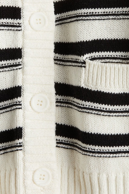 Factory Direct Women’s Black and White Striped Cropped Cardigan