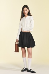 Factory Direct Women’s Black and White Striped Cropped Cardigan