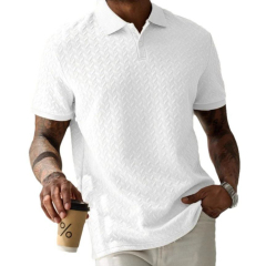 Custom Men’s Classic White Textured Polo Shirt