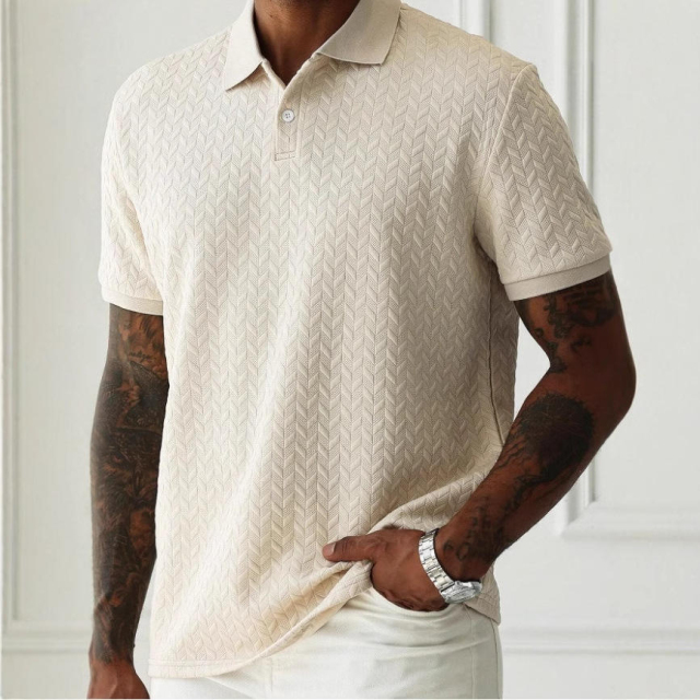 Custom Men’s Classic White Textured Polo Shirt