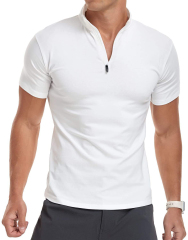 OEM ODM Men’s White Zip Neck Polo Shirt