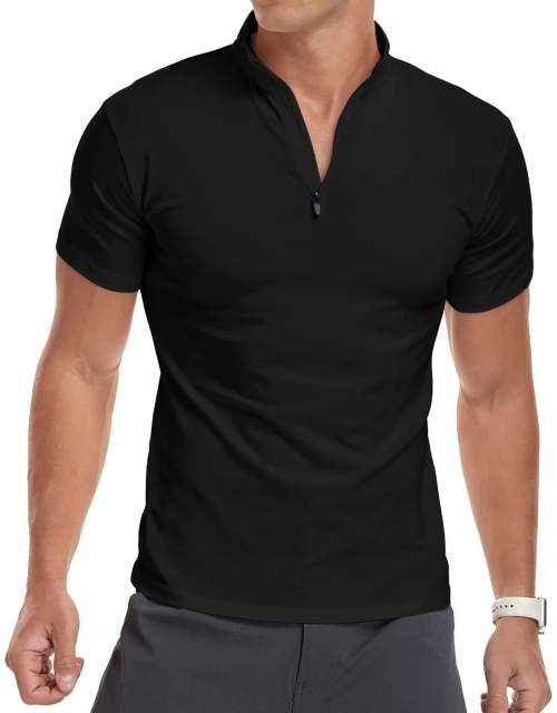 OEM ODM Men’s White Zip Neck Polo Shirt
