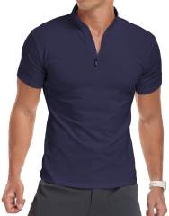 OEM ODM Men’s White Zip Neck Polo Shirt