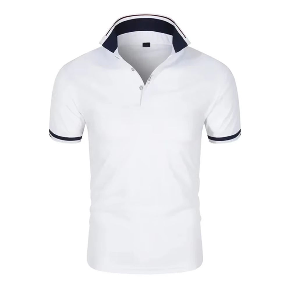 Made-to-order Classic White Polo Shirt with Navy Trim