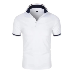 Made-to-order Classic White Polo Shirt with Navy Trim