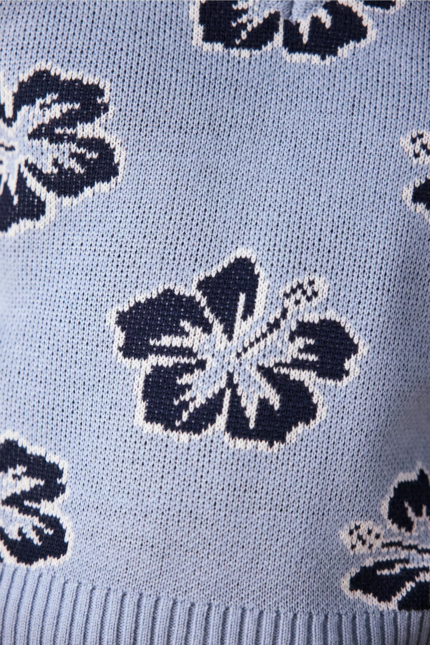 Personalized Hibiscus Knit V-Neck Vest - Sky Blue