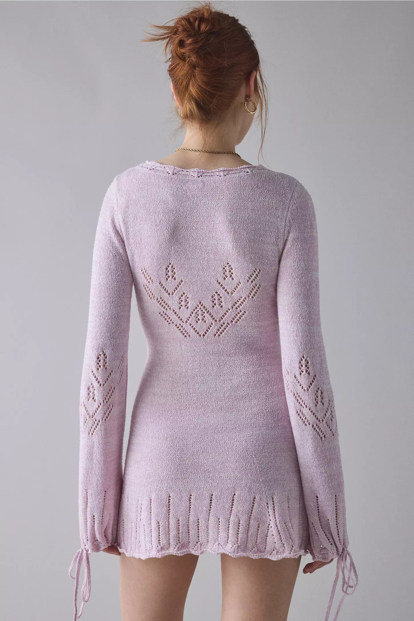 Wholesale Lace-Up Knit Dress – Soft Lilac