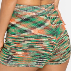 Customized Women’s Multicolor Knit Halter Crop Top and Shorts Set