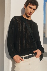Personalized Men’s Textured Knit Crewneck Sweater – Off-White
