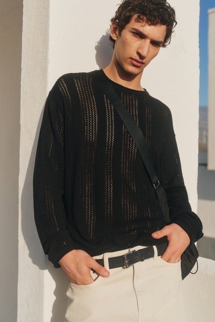 Personalized Men’s Textured Knit Crewneck Sweater – Off-White