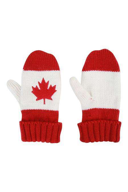 Personalized Canada Flag Mittens with Maple Leaf Design