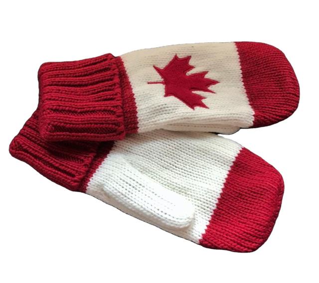 Personalized Canada Flag Mittens with Maple Leaf Design