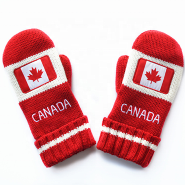 Personalized Canada Flag Mittens with Maple Leaf Design