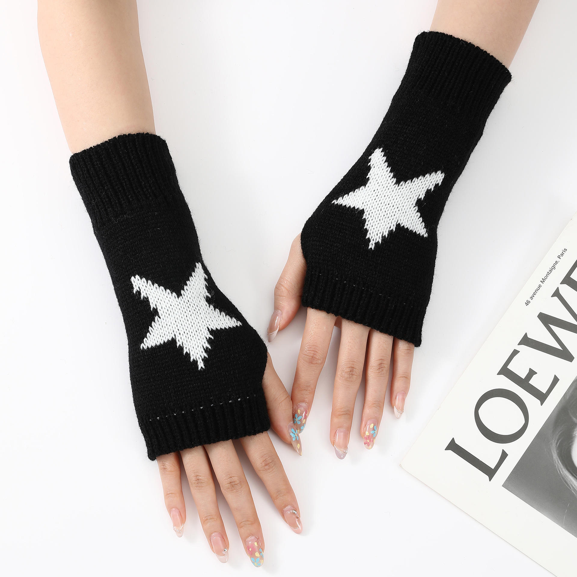 Factory Direct Star Pattern Brown Fingerless Gloves