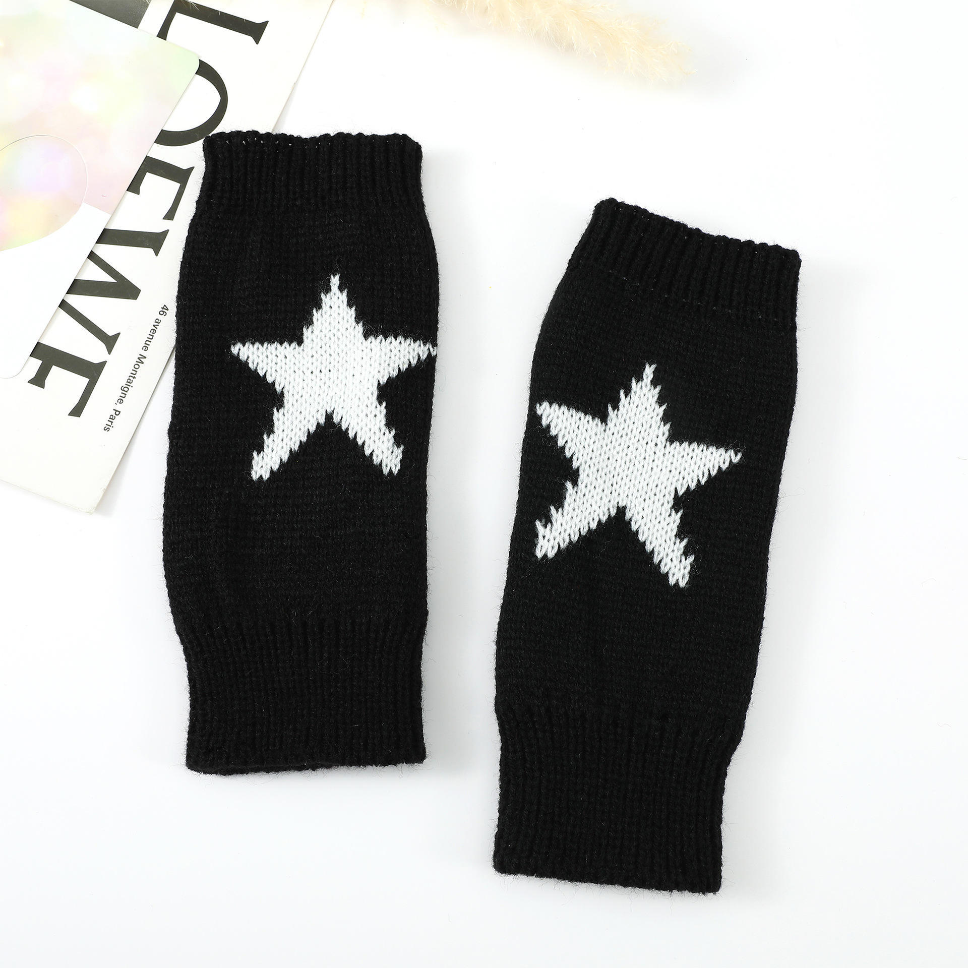 Factory Direct Star Pattern Brown Fingerless Gloves