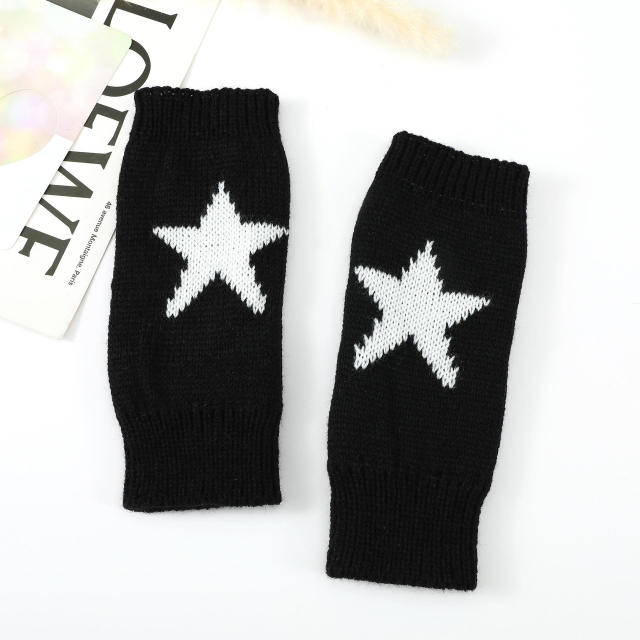 Factory Direct Star Pattern Brown Fingerless Gloves