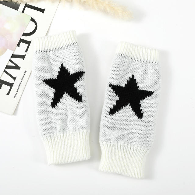 Factory Direct Star Pattern Brown Fingerless Gloves