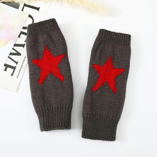 Factory Direct Star Pattern Brown Fingerless Gloves
