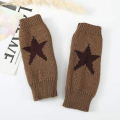 Factory Direct Star Pattern Brown Fingerless Gloves