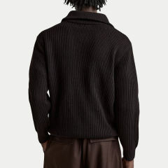 OEM ODM Ribbed Zip-Up Sweater with Stand Collar