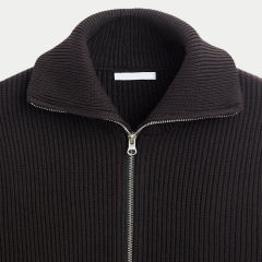 OEM ODM Ribbed Zip-Up Sweater with Stand Collar