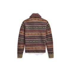 Custom Design Geometric Pattern Button-Up Cardigan with Shawl Collar