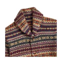 Custom Design Geometric Pattern Button-Up Cardigan with Shawl Collar