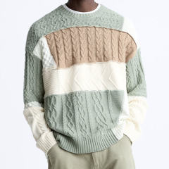 OEM Available Color-Blocked Cable Knit Sweater