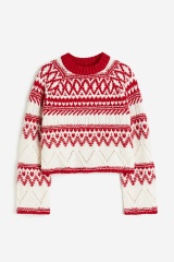 Customized Nordic Pattern Textured Knit Sweater – Charcoal & Ivory