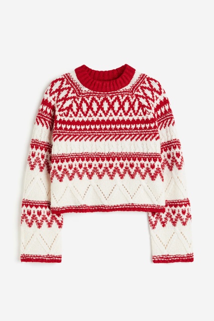 Customized Nordic Pattern Textured Knit Sweater – Charcoal & Ivory