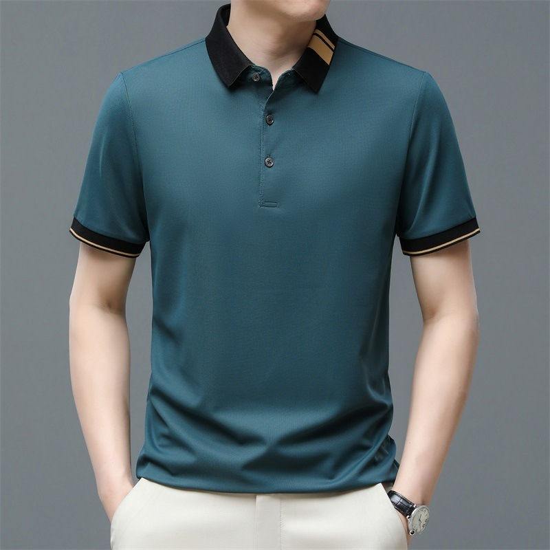 Factory Direct Men’s Modern Grey Polo Shirt with Contrast Black Collar