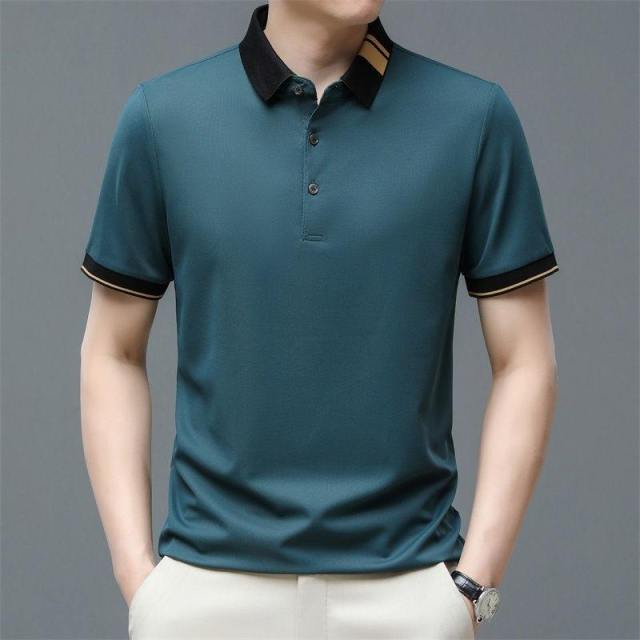 Factory Direct Men’s Modern Grey Polo Shirt with Contrast Black Collar