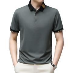 Factory Direct Men’s Modern Grey Polo Shirt with Contrast Black Collar