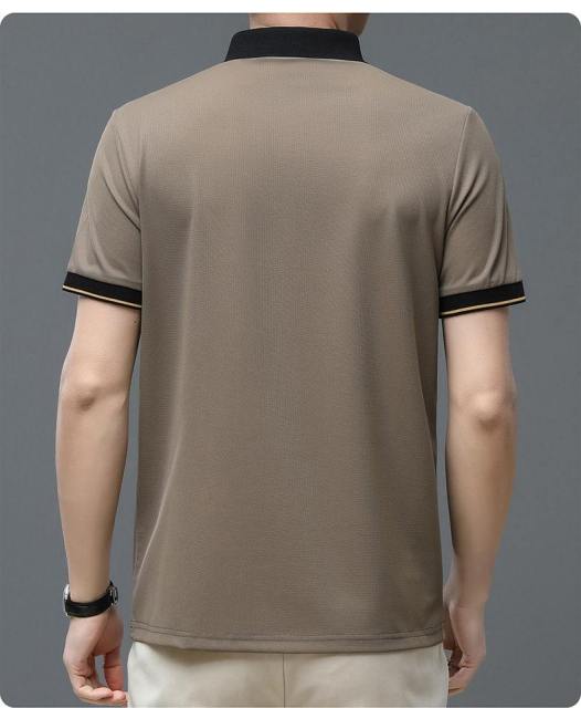 Factory Direct Men’s Modern Grey Polo Shirt with Contrast Black Collar