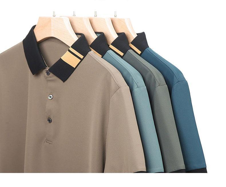 Factory Direct Men’s Modern Grey Polo Shirt with Contrast Black Collar