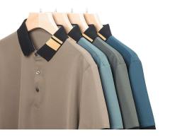 Factory Direct Men’s Modern Grey Polo Shirt with Contrast Black Collar
