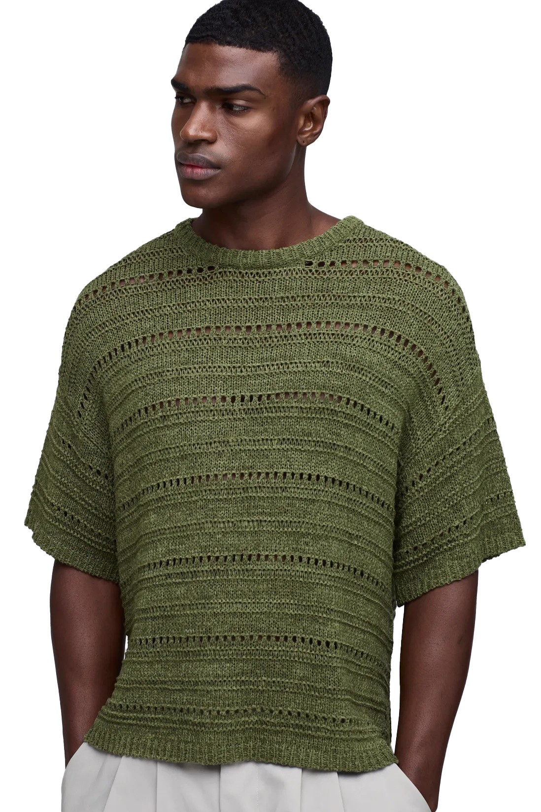 OEM ODM Men’s Cross Pattern Knit Sweater – Brown & Ivory