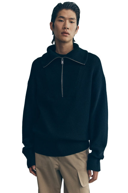 OEM ODM Stylish Ribbed Zip-Up Sweater for Men – Modern & Comfortable