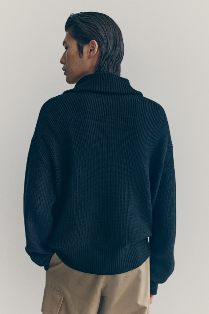 OEM ODM Stylish Ribbed Zip-Up Sweater for Men – Modern & Comfortable
