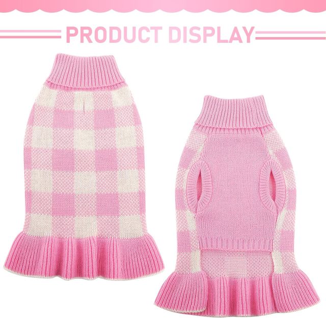 Wholesale Cozy Pink Plaid Dog Sweater – Stylish & Comfortable for Your Pet