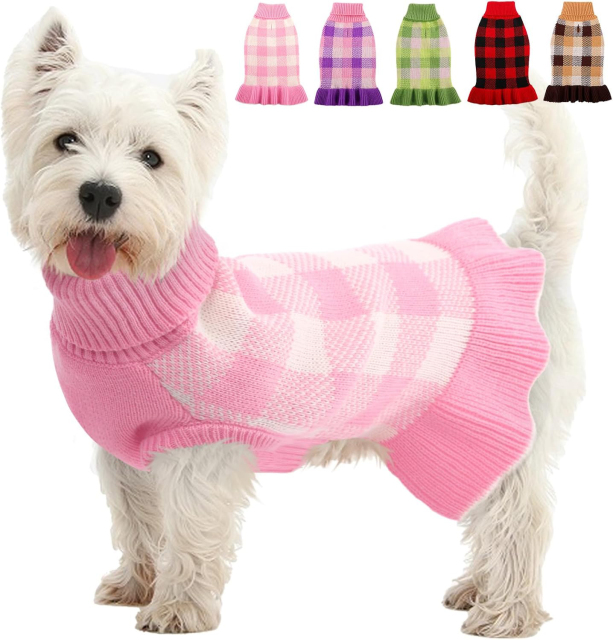 Wholesale Cozy Pink Plaid Dog Sweater – Stylish & Comfortable for Your Pet
