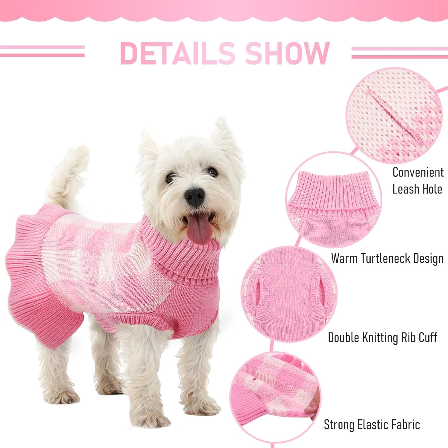 Wholesale Cozy Pink Plaid Dog Sweater – Stylish & Comfortable for Your Pet