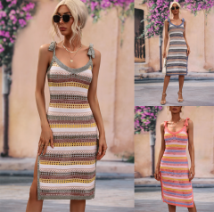 OEM ODM Bohemian Knitted Striped Dress