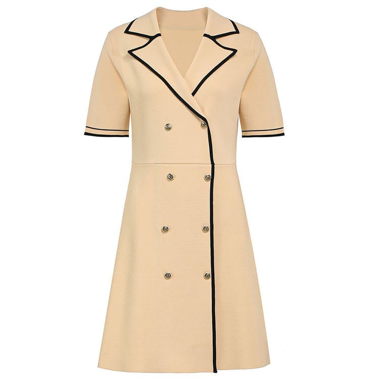 Customized Double-Breasted Polo Dress with Contrast Trim