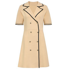 Customized Double-Breasted Polo Dress with Contrast Trim