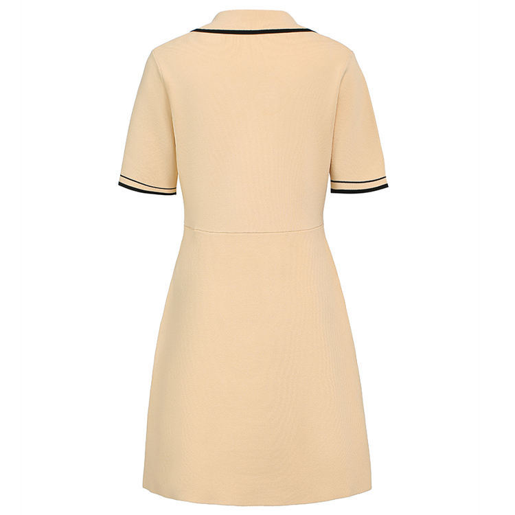 Customized Double-Breasted Polo Dress with Contrast Trim