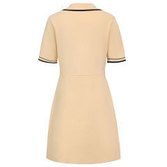 Customized Double-Breasted Polo Dress with Contrast Trim